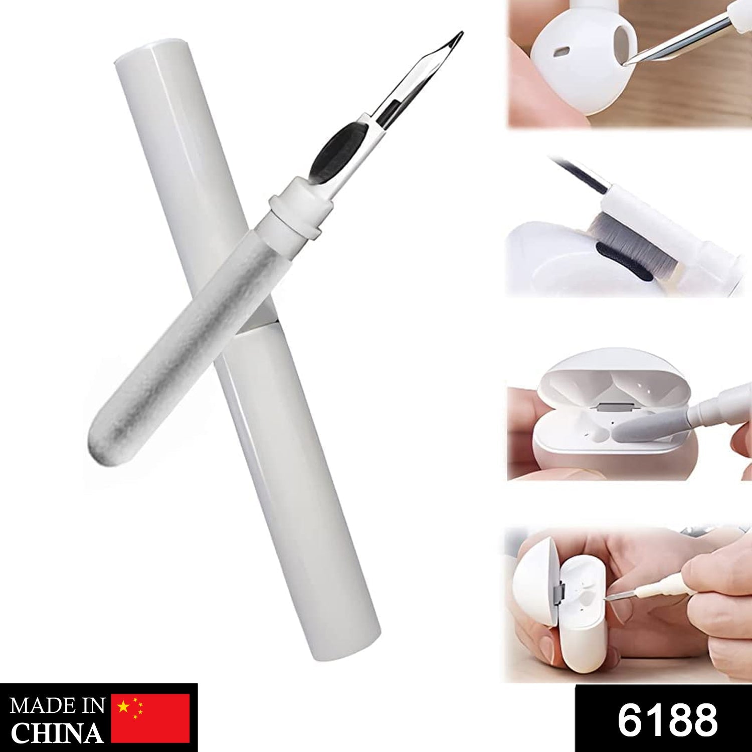 6188 3 In 1 Earbuds Cleaning Pen For Cleaning Of Ear Buds And Ear Phones Easily Without Having Any Damage. DeoDap
